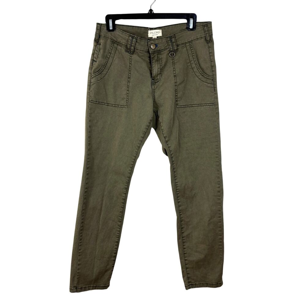 Pilcro Anthropologie Olive Green Utility Pants Ankle Straight 28